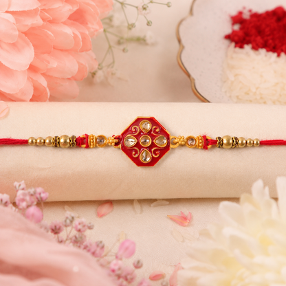 Premium Floral Stone Studded Premium Designer Rakhi for Brother