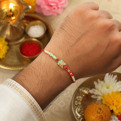 Minimal Beaded Thread Premium Designer Traditional Rakhi for Brother
