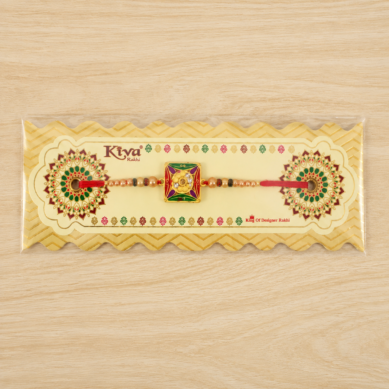Premium Style Floral Stone Traditional Rakhi for Brother