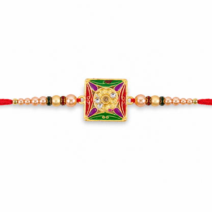 Premium Style Floral Stone Traditional Rakhi for Brother