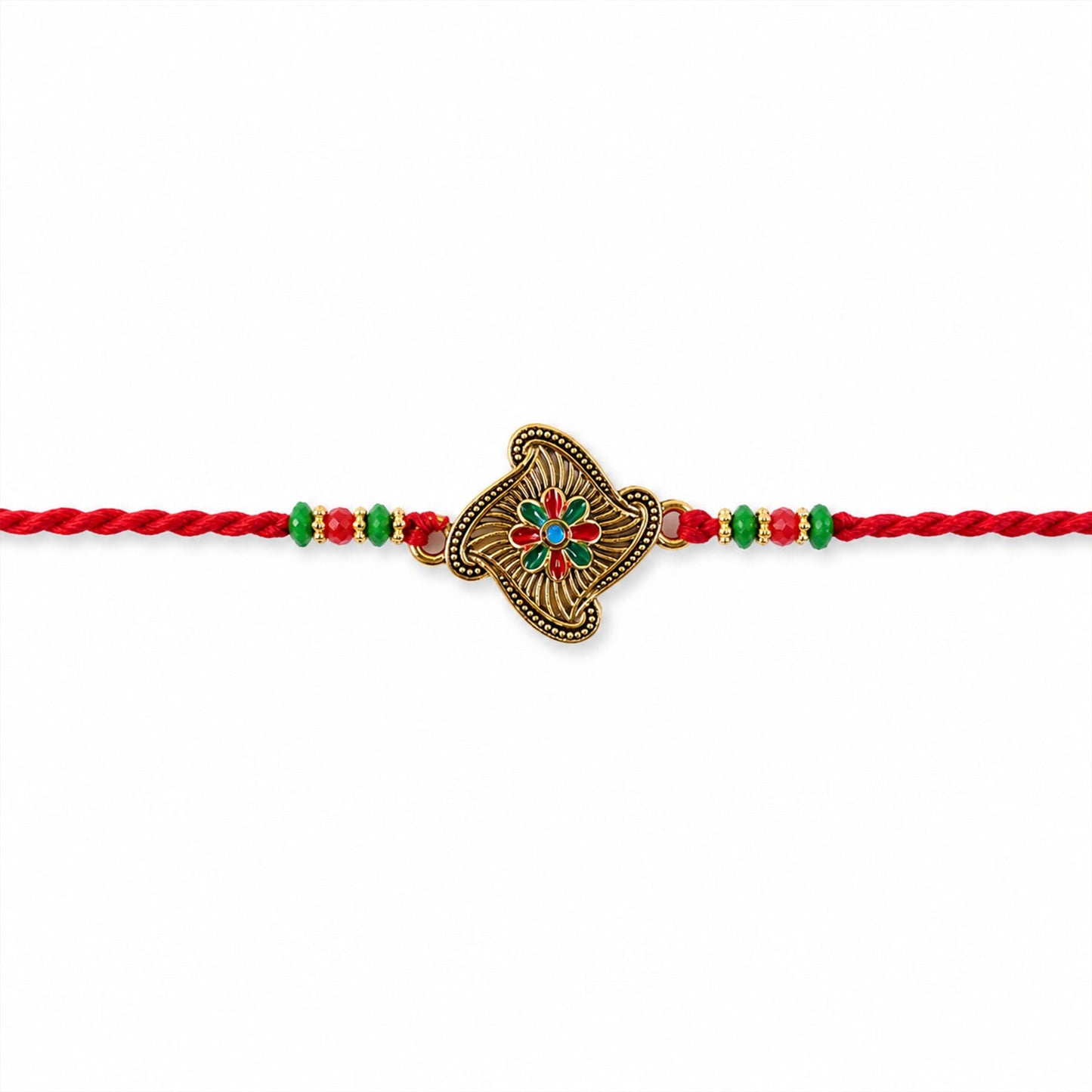 Floral Square Stone Studded Premium Designer Rakhi for Brother