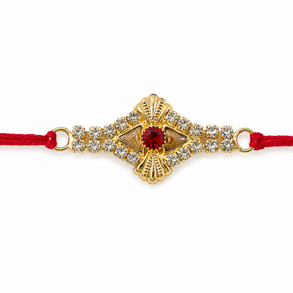 Floral Square Stone Studded Premium Designer Rakhi for Brother