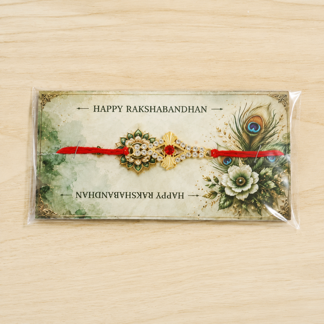 Floral Square Stone Studded Premium Designer Rakhi for Brother