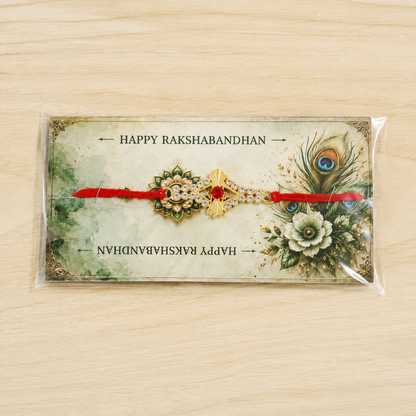 Floral Square Stone Studded Premium Designer Rakhi for Brother