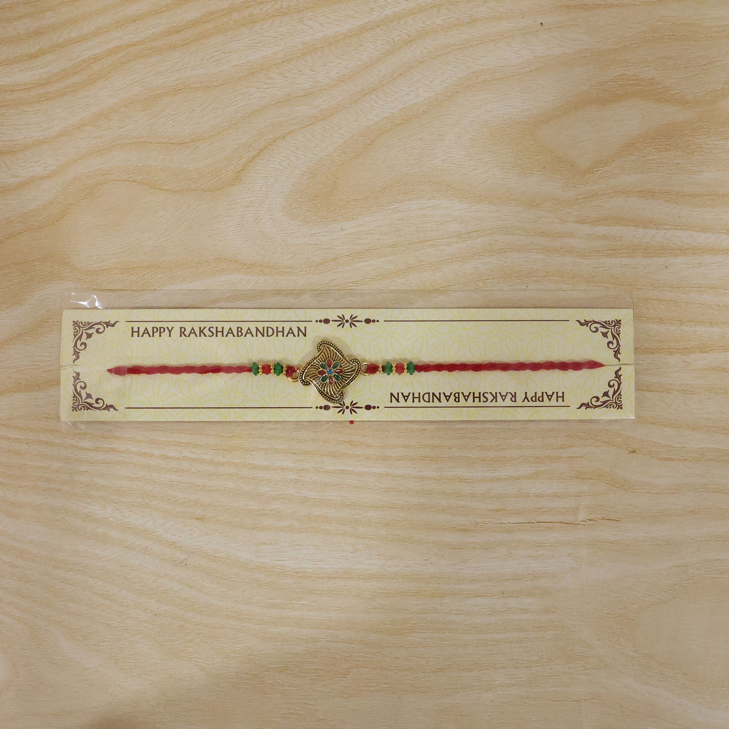 Floral Square Stone Studded Premium Designer Rakhi for Brother