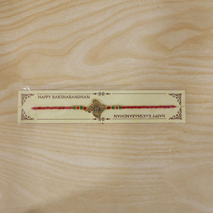 Floral Square Stone Studded Premium Designer Rakhi for Brother