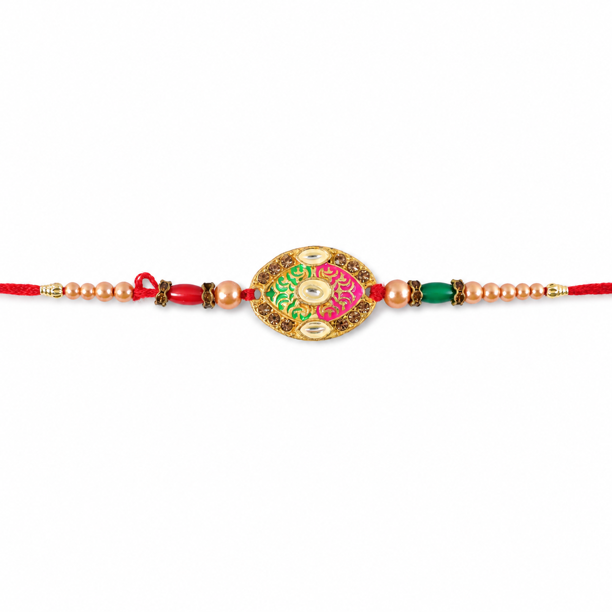 Premium Floral Round Beaded Designer Traditional Rakhi for Brother
