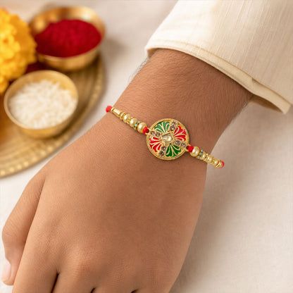 Round Floral Medallion Designer Premium Traditional Rakhi for Brother