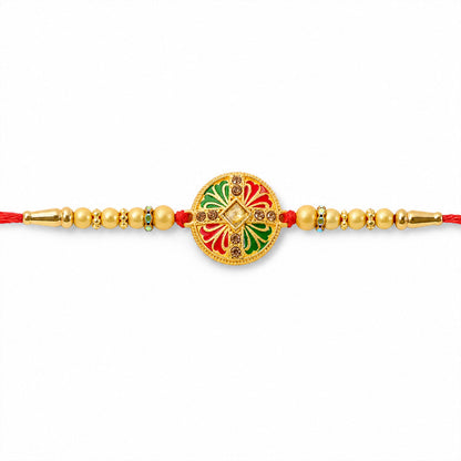 Round Floral Medallion Designer Premium Traditional Rakhi for Brother