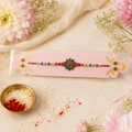 Floral Clover Motif Rakhi – Beaded Design for Brother