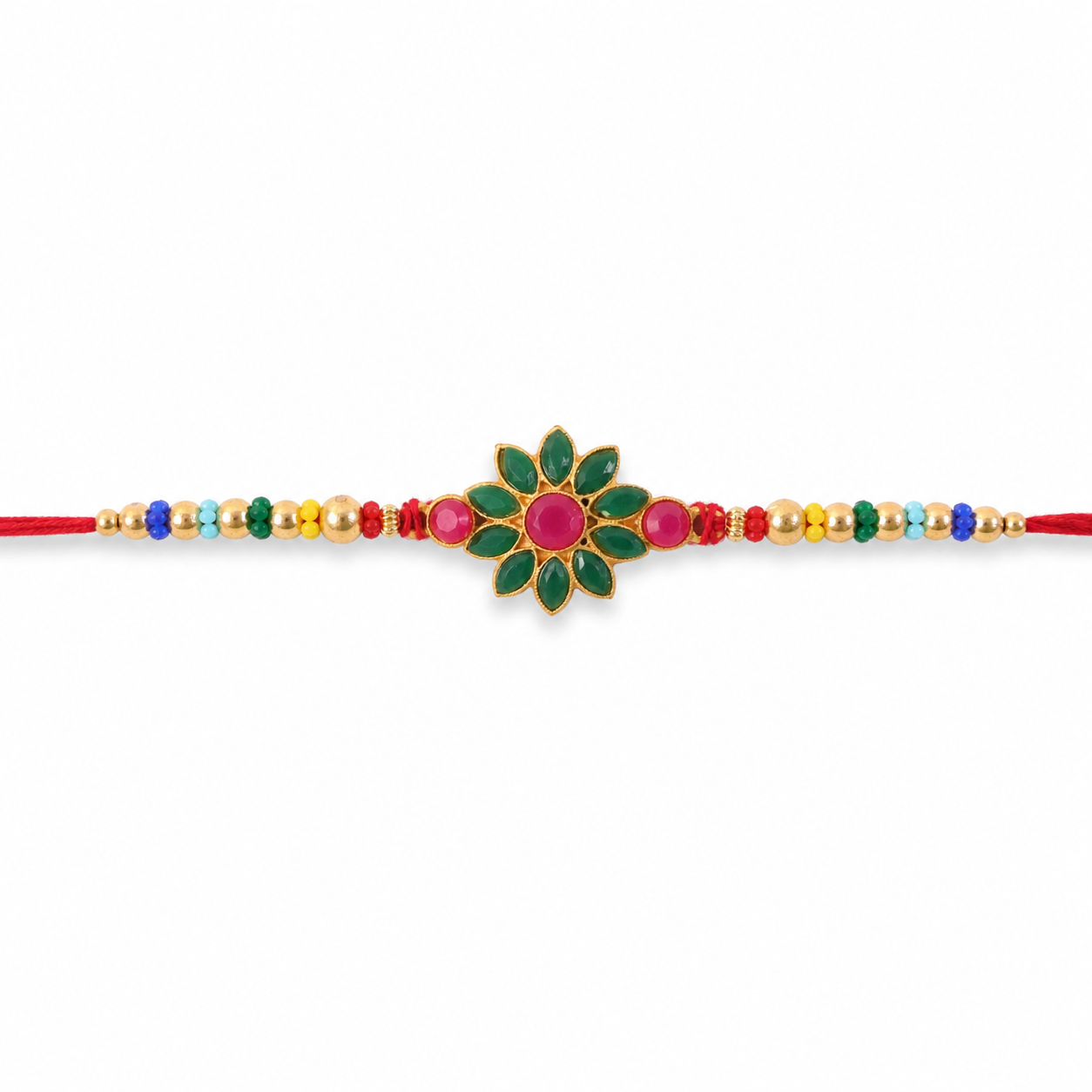 Premium Floral Clover Motif Beaded Designer Rakhi for Brother