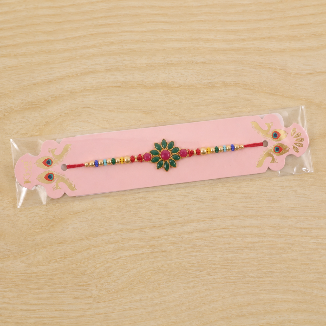 Premium Floral Clover Motif Beaded Designer Rakhi for Brother
