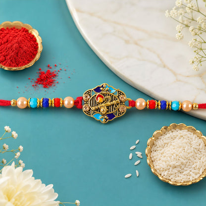 Royal Kundan Multicolor Rakhi for Brother Bhai Raksha Bandhan Festival Special Gift