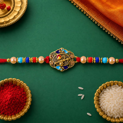 Royal Kundan Multicolor Rakhi for Brother Bhai Raksha Bandhan Festival Special Gift