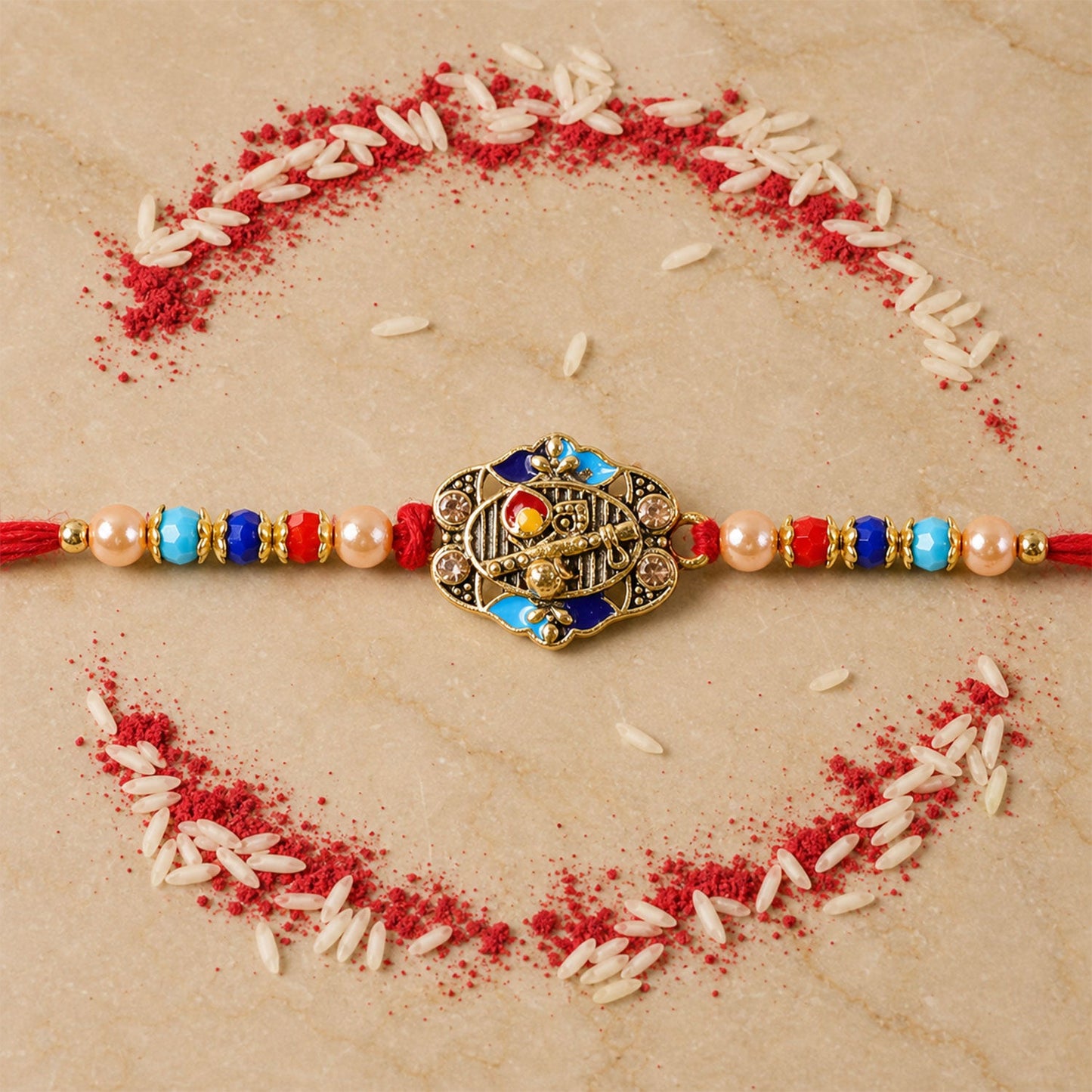 Royal Kundan Multicolor Rakhi for Brother Bhai Raksha Bandhan Festival Special Gift