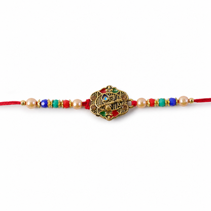 Premium Krishna Flute Motif Beaded Designer Rakhi for Brother