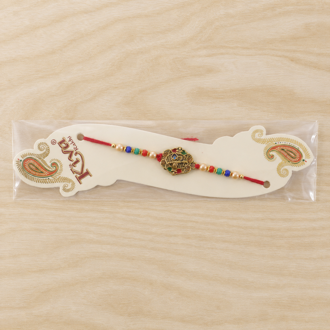 Premium Krishna Flute Motif Beaded Designer Rakhi for Brother