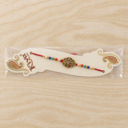 Premium Krishna Flute Motif Beaded Designer Rakhi for Brother