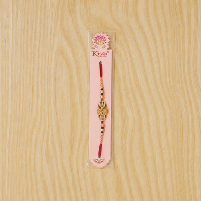 Premium Traditional Leaf Motif Pearl Beads Designer Rakhi For Brother