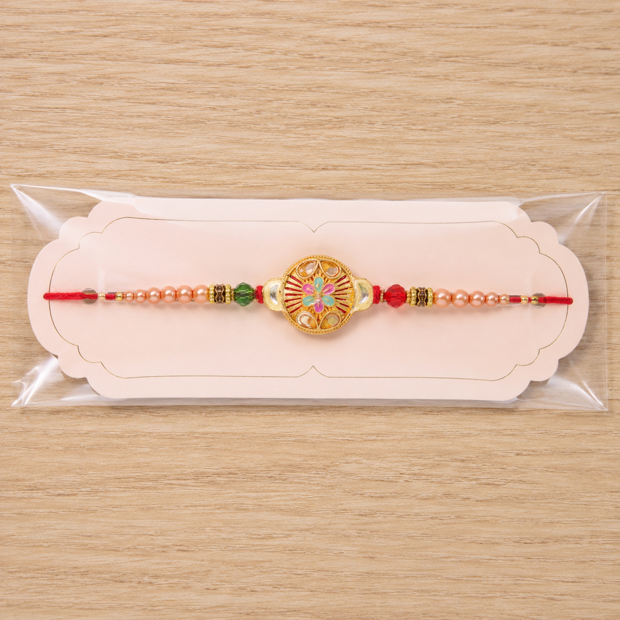 Round Mandala Beaded Designer Premium Traditional Rakhi for Brother