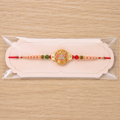 Round Mandala Beaded Designer Premium Traditional Rakhi for Brother
