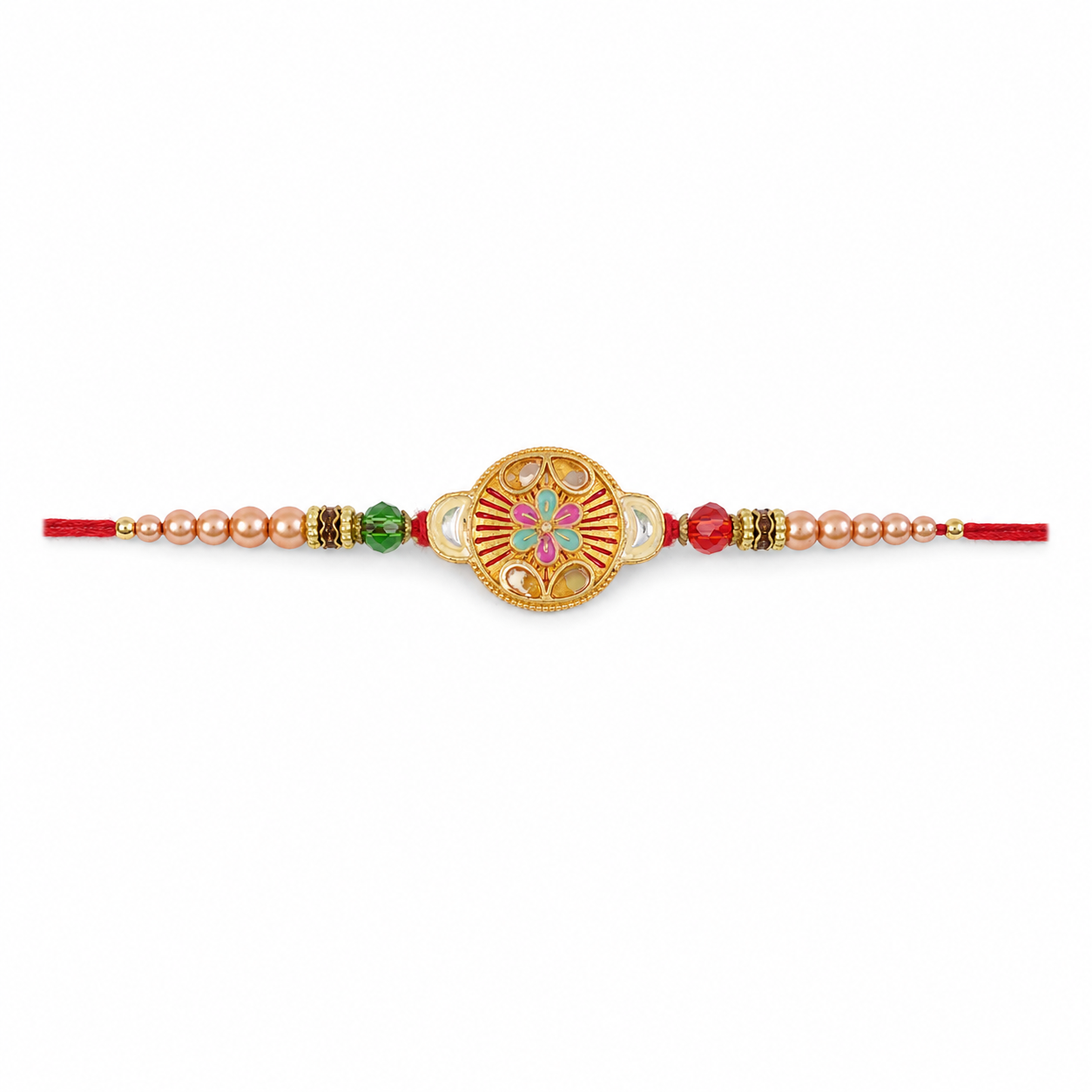 Round Mandala Beaded Designer Premium Traditional Rakhi for Brother