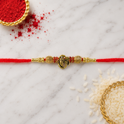 Traditional Ganesha Charm Beaded Premium Designer Rakhi for Brother