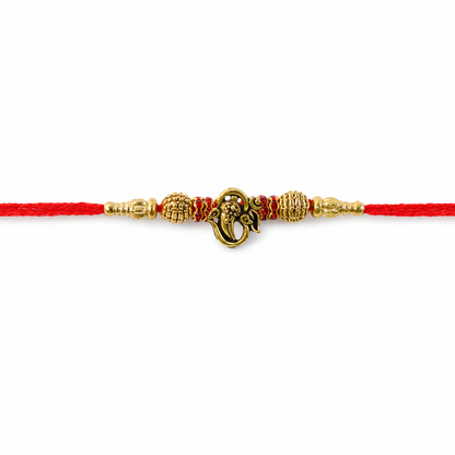 Traditional Ganesha Charm Beaded Premium Designer Rakhi for Brother