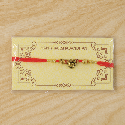 Traditional Ganesha Charm Beaded Premium Designer Rakhi for Brother