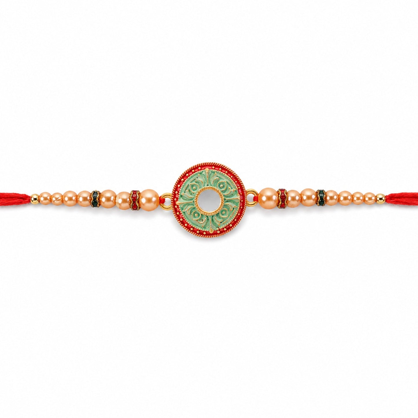 Premium Round Floral Medallion Designer Traditional Rakhi for Brother