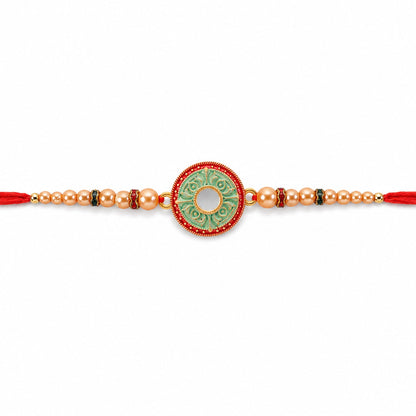 Premium Round Floral Medallion Designer Traditional Rakhi for Brother