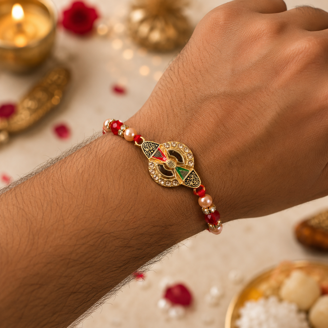 Premium Stylish Floral Traditional Designer Rakhi for Brother
