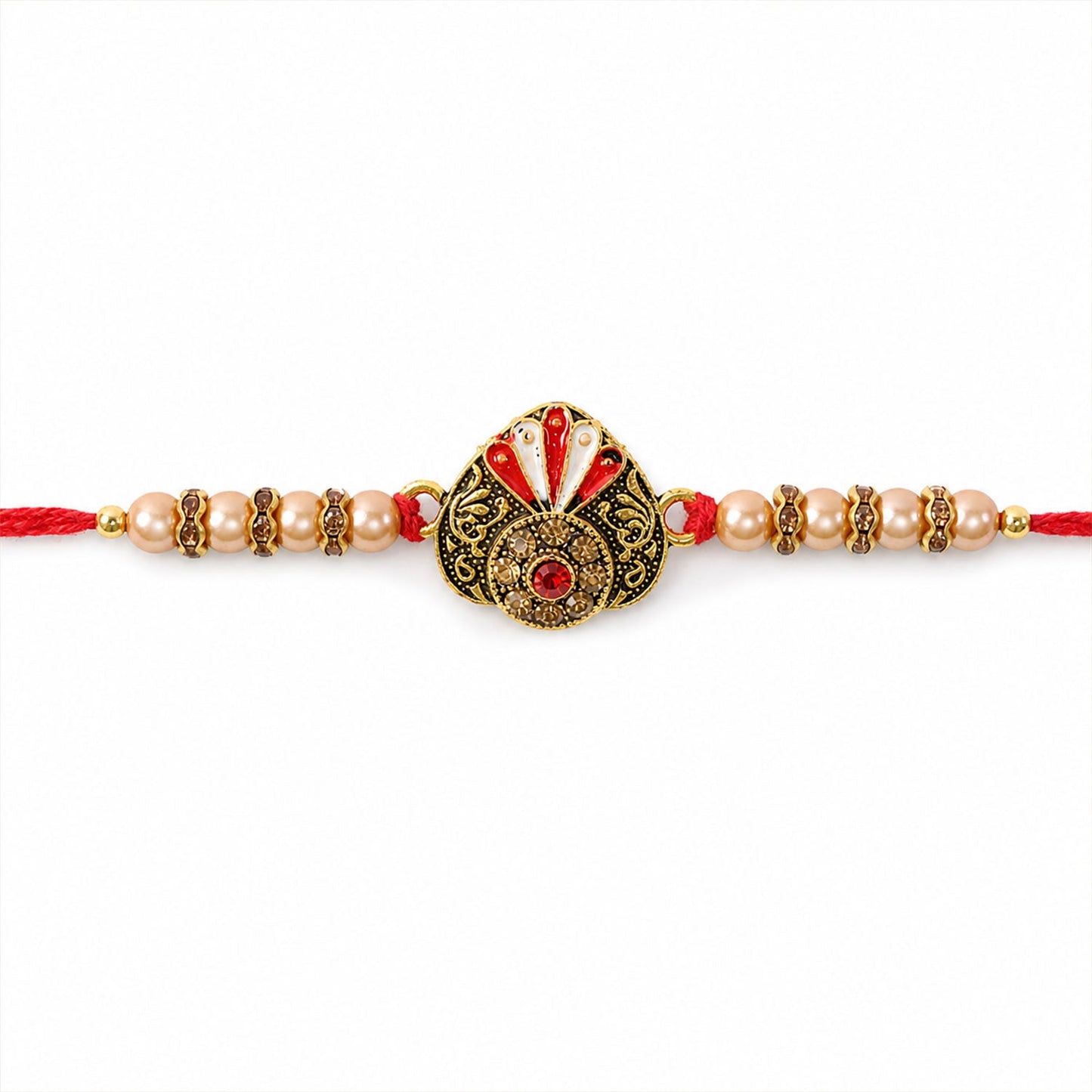 Ornate Floral Stone Studded Premium Designer Rakhi for Brother