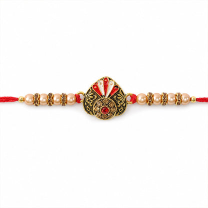 Ornate Floral Stone Studded Premium Designer Rakhi for Brother