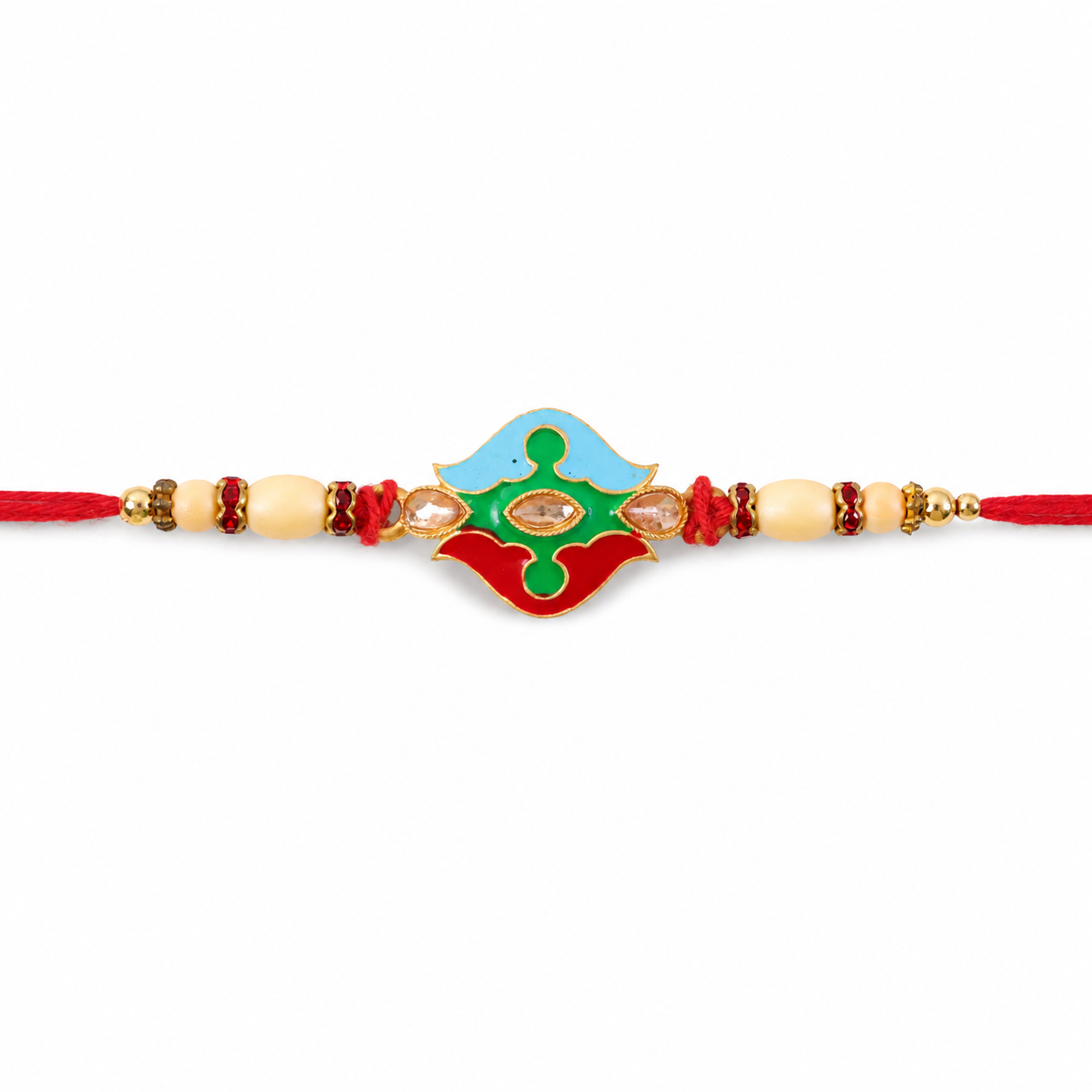 Premium Floral Swirl Beaded Designer Premium Traditional Rakhi for Brother