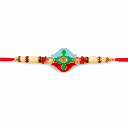 Premium Floral Swirl Beaded Designer Premium Traditional Rakhi for Brother