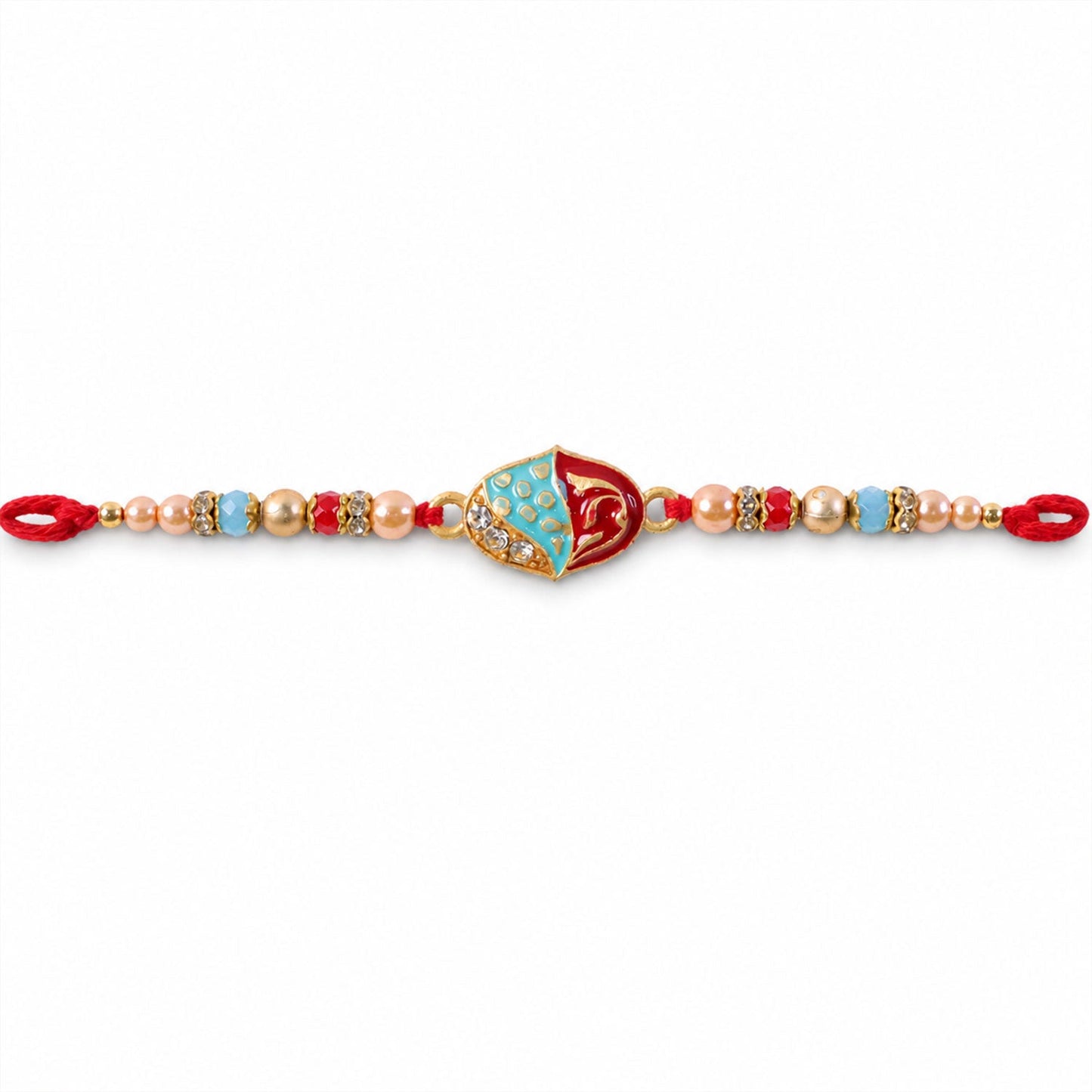 Premium Elegant Meenakari Oval Rakhi with Beadwork – Rakhi for Brother