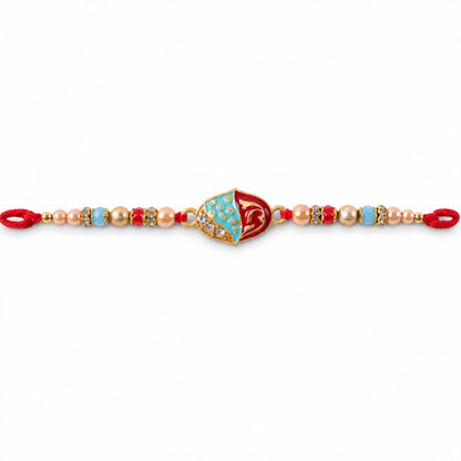 Premium Elegant Meenakari Oval Rakhi with Beadwork – Rakhi for Brother