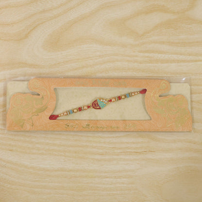 Premium Elegant Meenakari Oval Rakhi with Beadwork – Rakhi for Brother