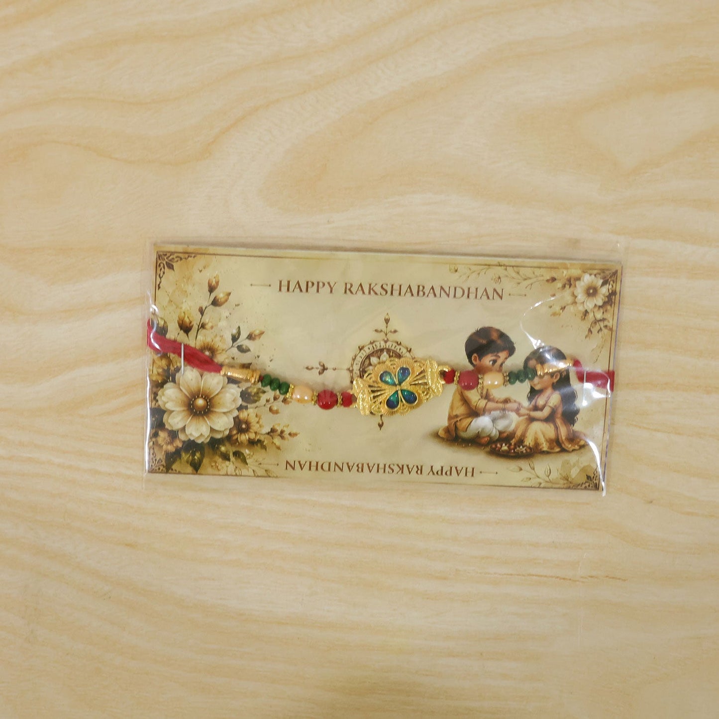Elegant Meenakari Floral Rakhi with Beadwork – Rakhi for Brother