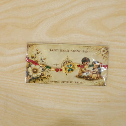 Elegant Meenakari Floral Rakhi with Beadwork – Rakhi for Brother