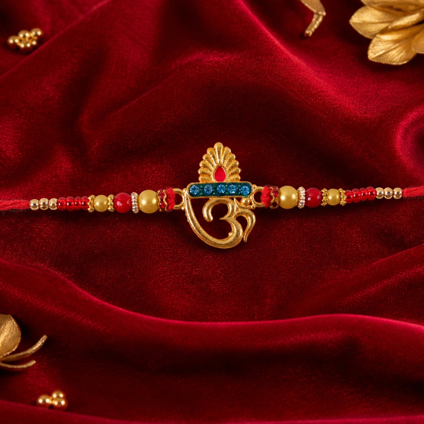 Om Ganesha Pearl Beads Rakhi for Brother Bhai Raksha Bandhan Festival Special Gift