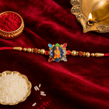Hanuman ji Motif Stone Studded Premium Designer Rakhi for Brother