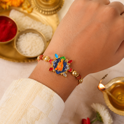 Hanuman ji Motif Stone Studded Premium Designer Rakhi for Brother