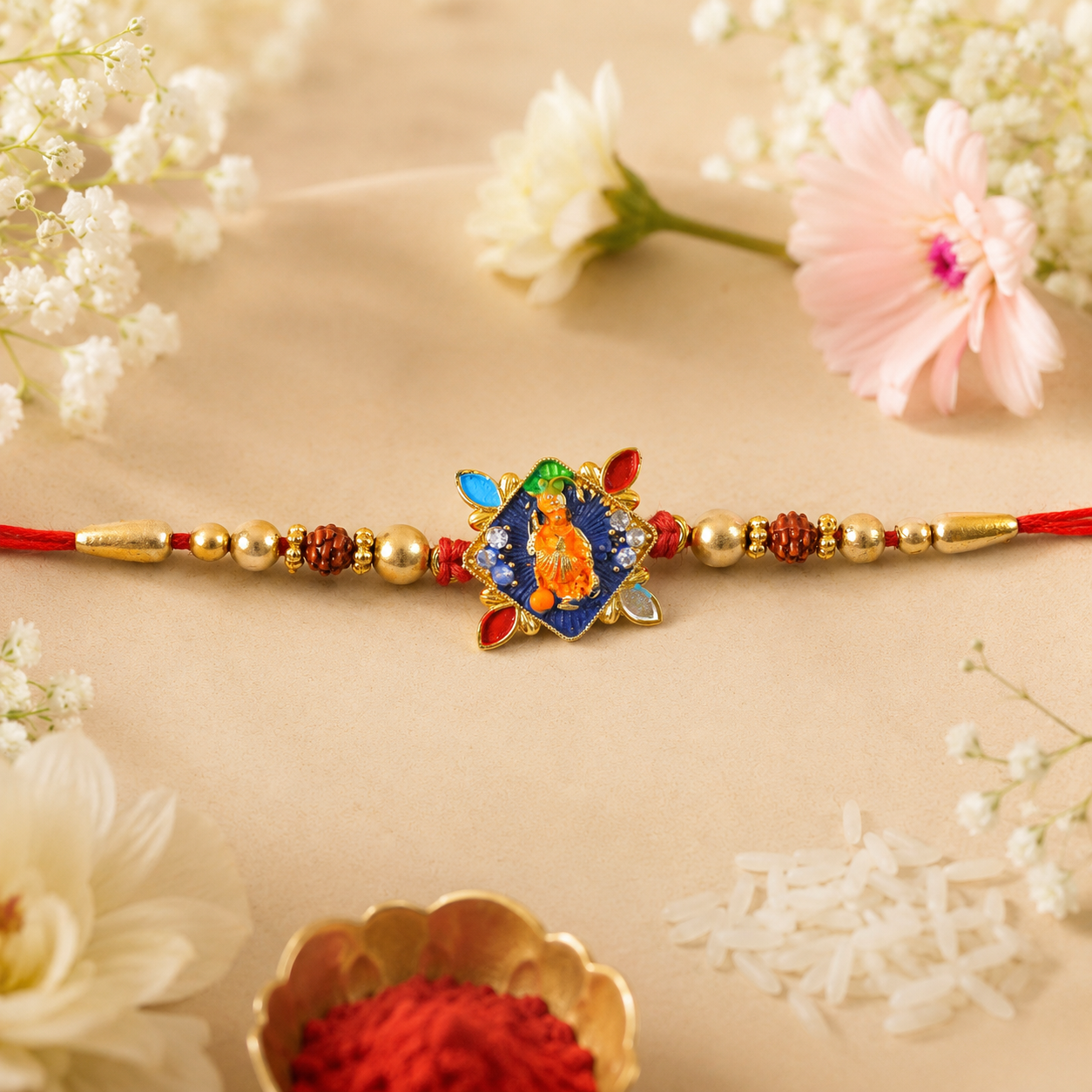 Hanuman ji Motif Stone Studded Premium Designer Rakhi for Brother