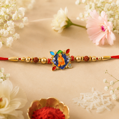 Hanuman ji Motif Stone Studded Premium Designer Rakhi for Brother