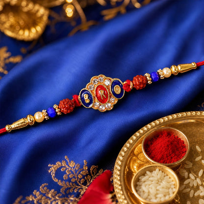 Bro Text Medallion Designer Premium Traditional Rakhi for Brother