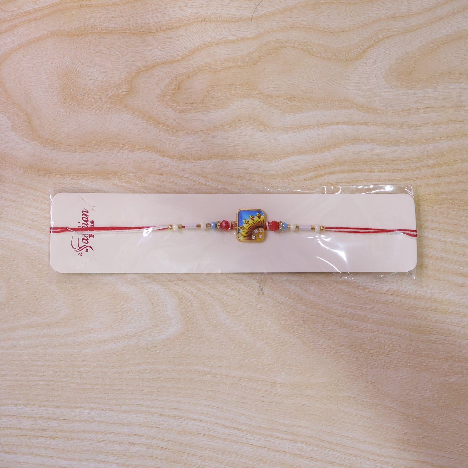 Square Sunflower Beads Rakhi for Brother Bhai Raksha Bandhan Festival Special Gift