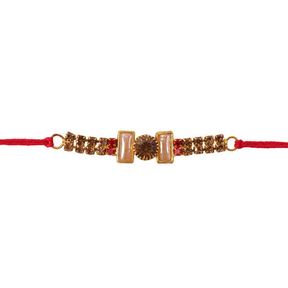 Gold Cylinder Bracelet Rakhi for Brother Bhai Raksha Bandhan Festival Special Gift