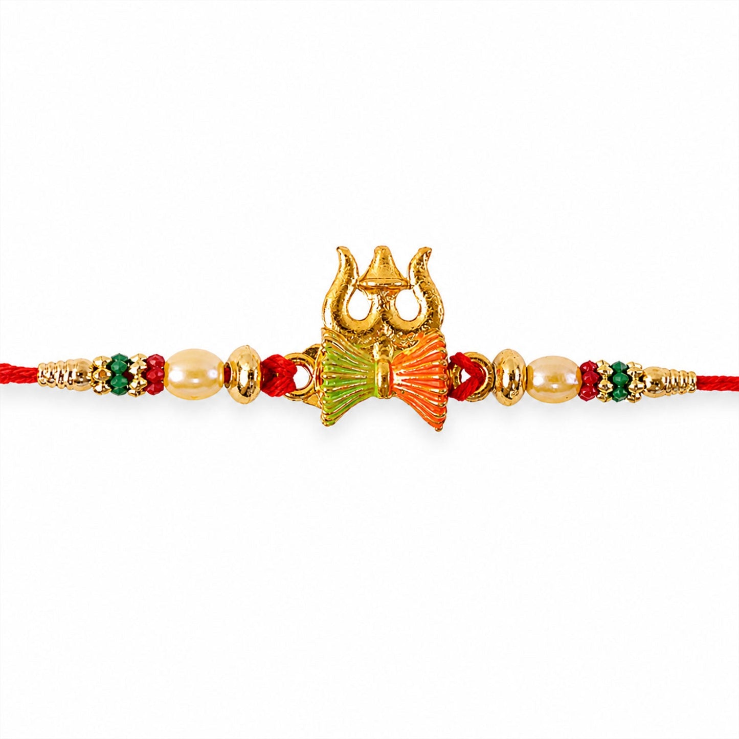 Trishul Damru Beaded Designer Premium Traditional Rakhi for Brother